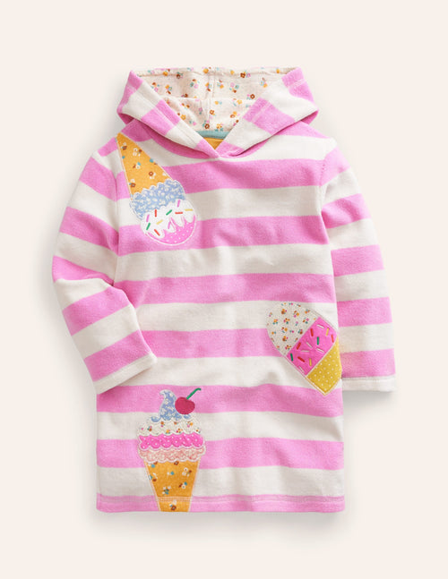 Appliqué Towelling Throw-On-Pink/Vanilla Pod Ice Creams