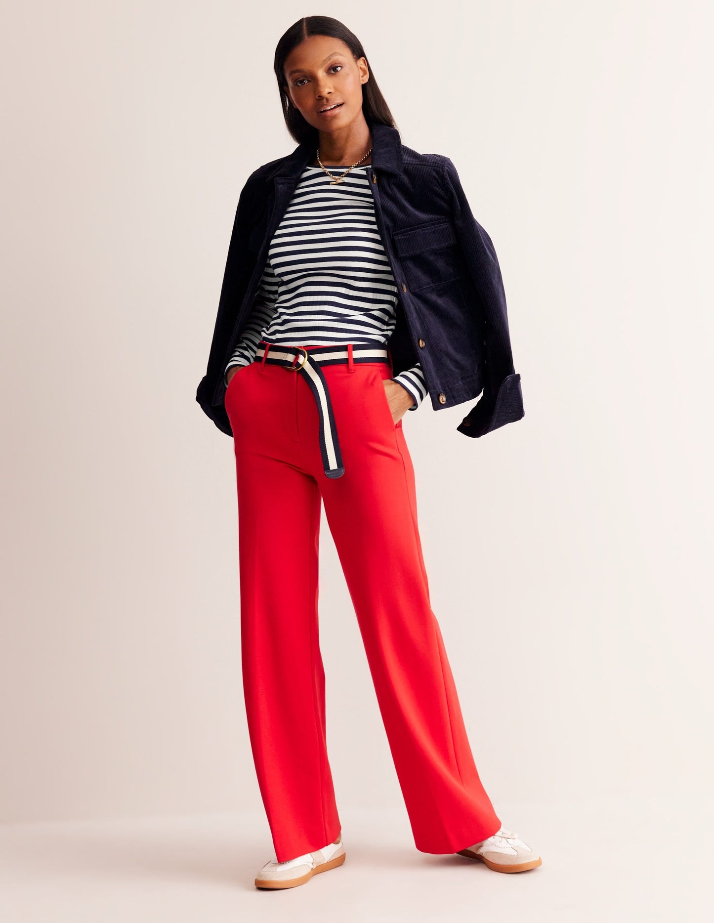 Anna Rib Long Sleeve T-Shirt-French Navy and Ivory Stripe