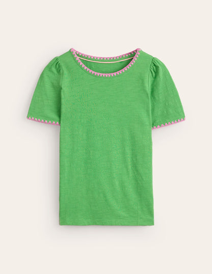 Ali Crochet T-shirt-Kelly Green