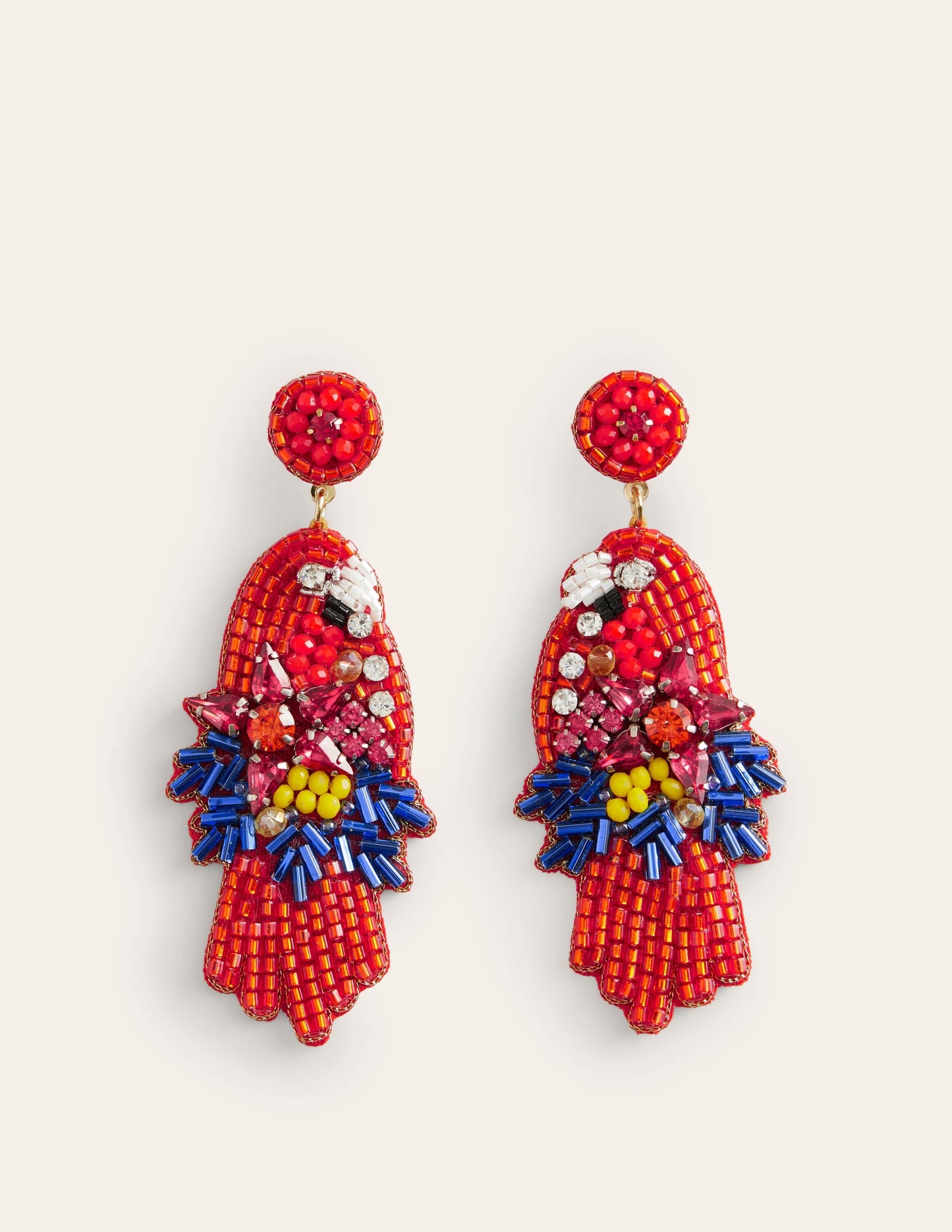 Beady Motif Earrings-Parrot