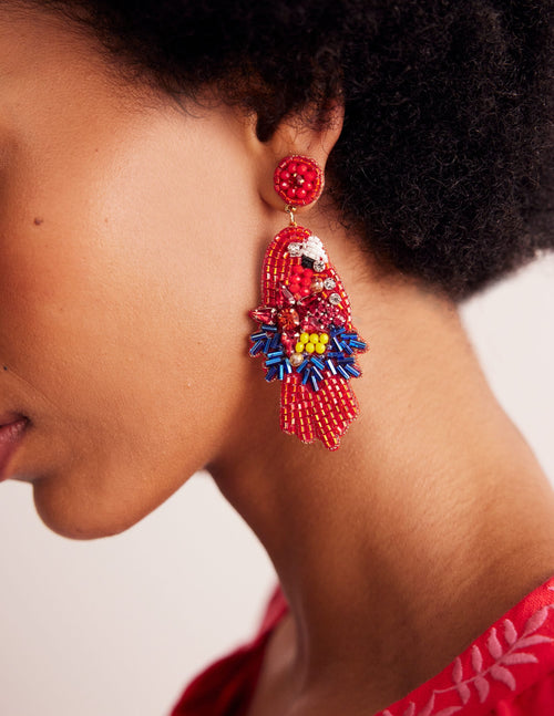 Beady Motif Earrings-Parrot