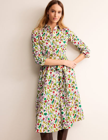 Amy Cotton Midi Shirt Dress-Ivory, Spring Crop