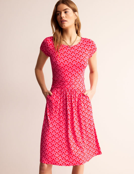 Amelie Jersey Dress-Sangria Sunset, Geo Terrace