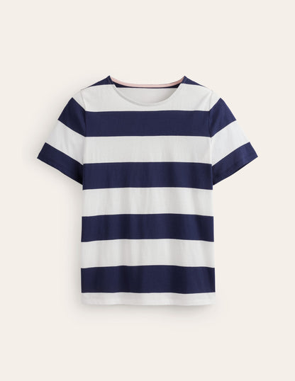 Bea Short Sleeve Breton-Navy Ivory, Wide Stripe