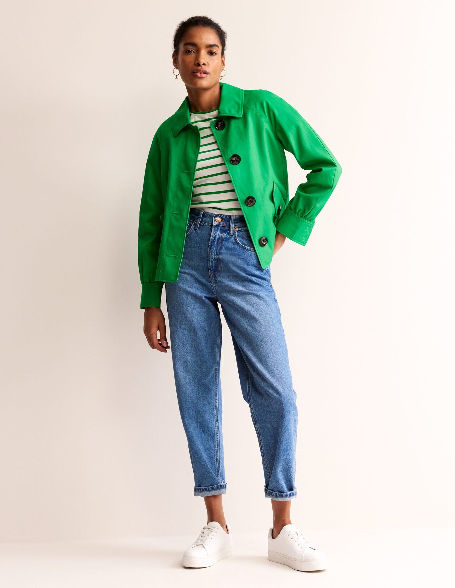 Arabella Stripe T-Shirt-Green Tambourine