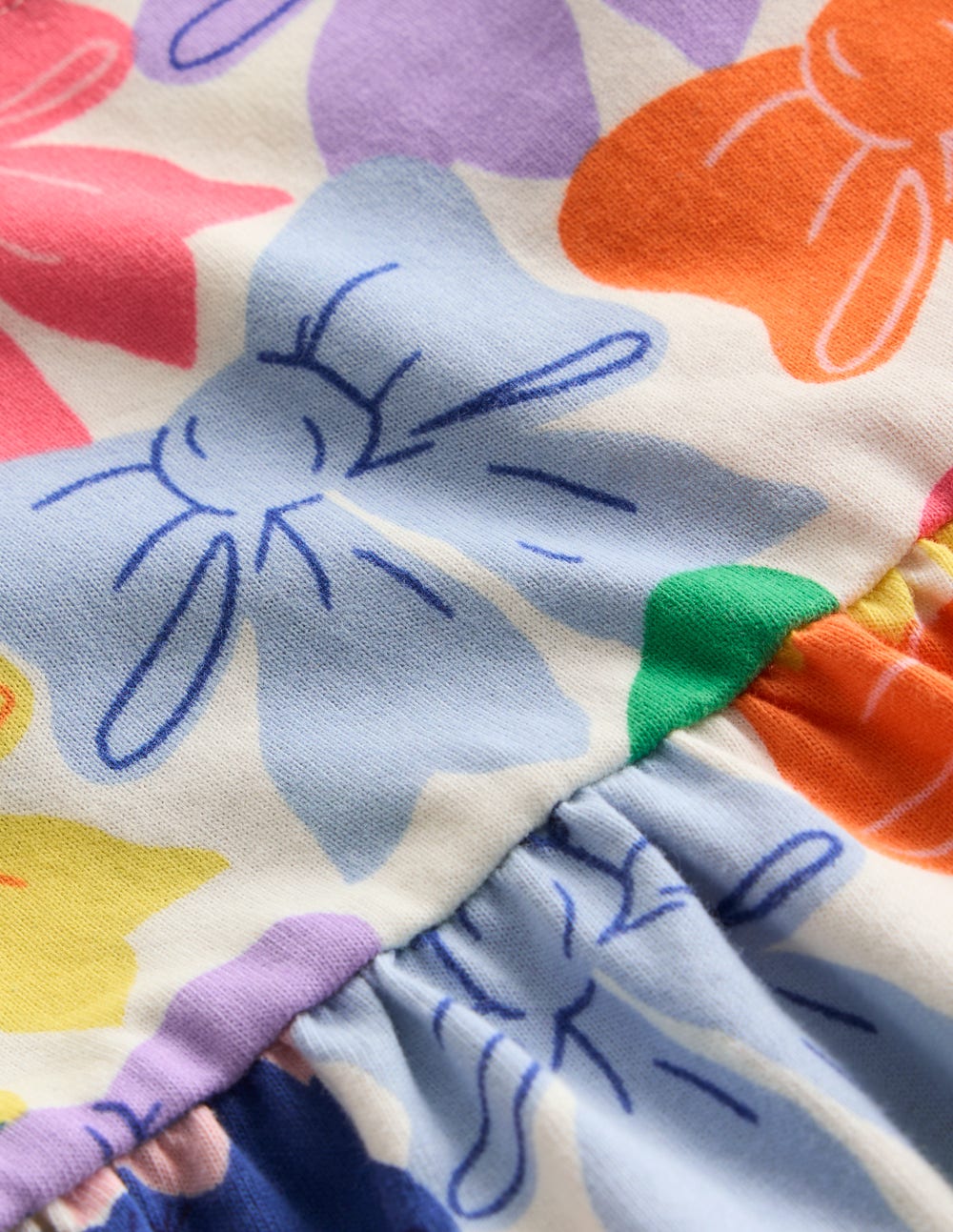 Ariel Twirly Jersey Dress-Multi Rainbow Bows