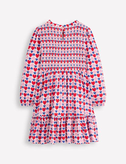 Aurora Long Sleeve Dress-Poppy Red Geo Heart