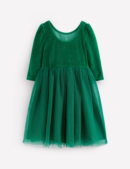 Aurora Appliqué Tulle Dress-Jewel Green Halloween