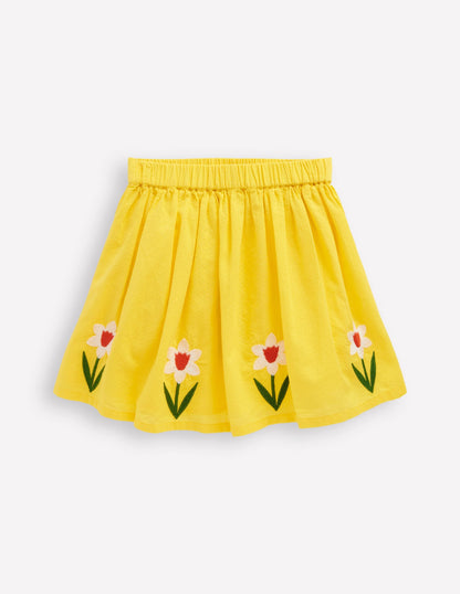 Appliqué Skirt-Tropical Yellow Flowers