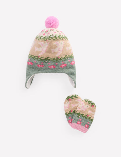 Baby Fair Isle Set (Girls)-Soft Jade Marl Birds
