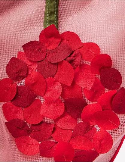 Appliqué Tulle Skirt-Vintage Pink Cherries