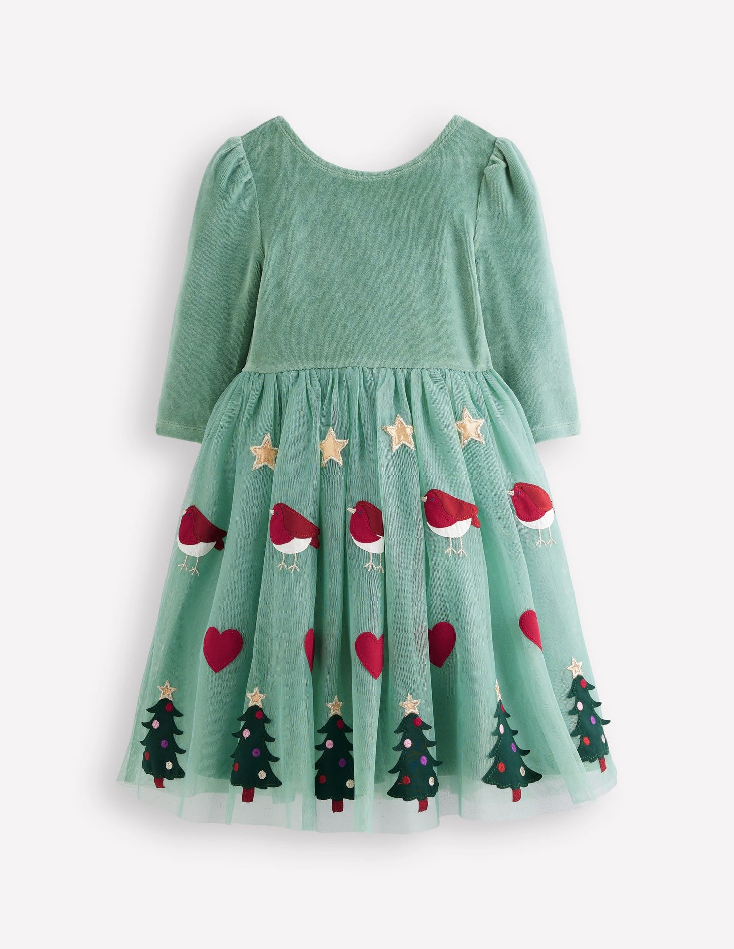 Aurora Appliqué Tulle Dress-Robin Motif