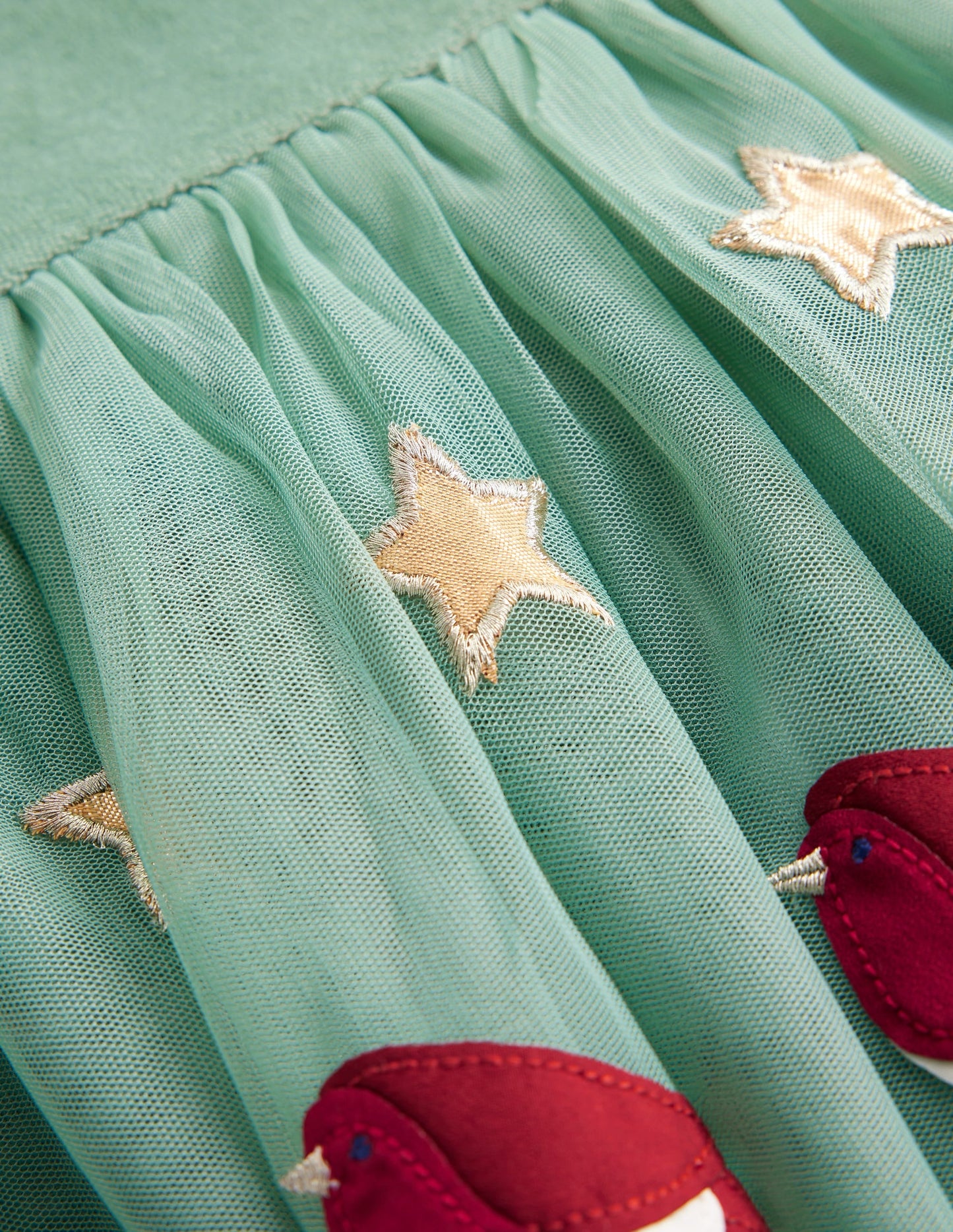 Aurora Appliqué Tulle Dress-Robin Motif