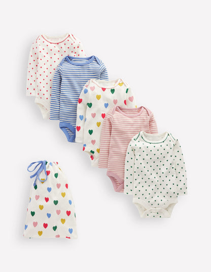 5-pack Bodies-Multi Hearts