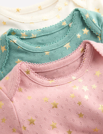 3-pack Pointelle Bodies-Multi Foil Stars