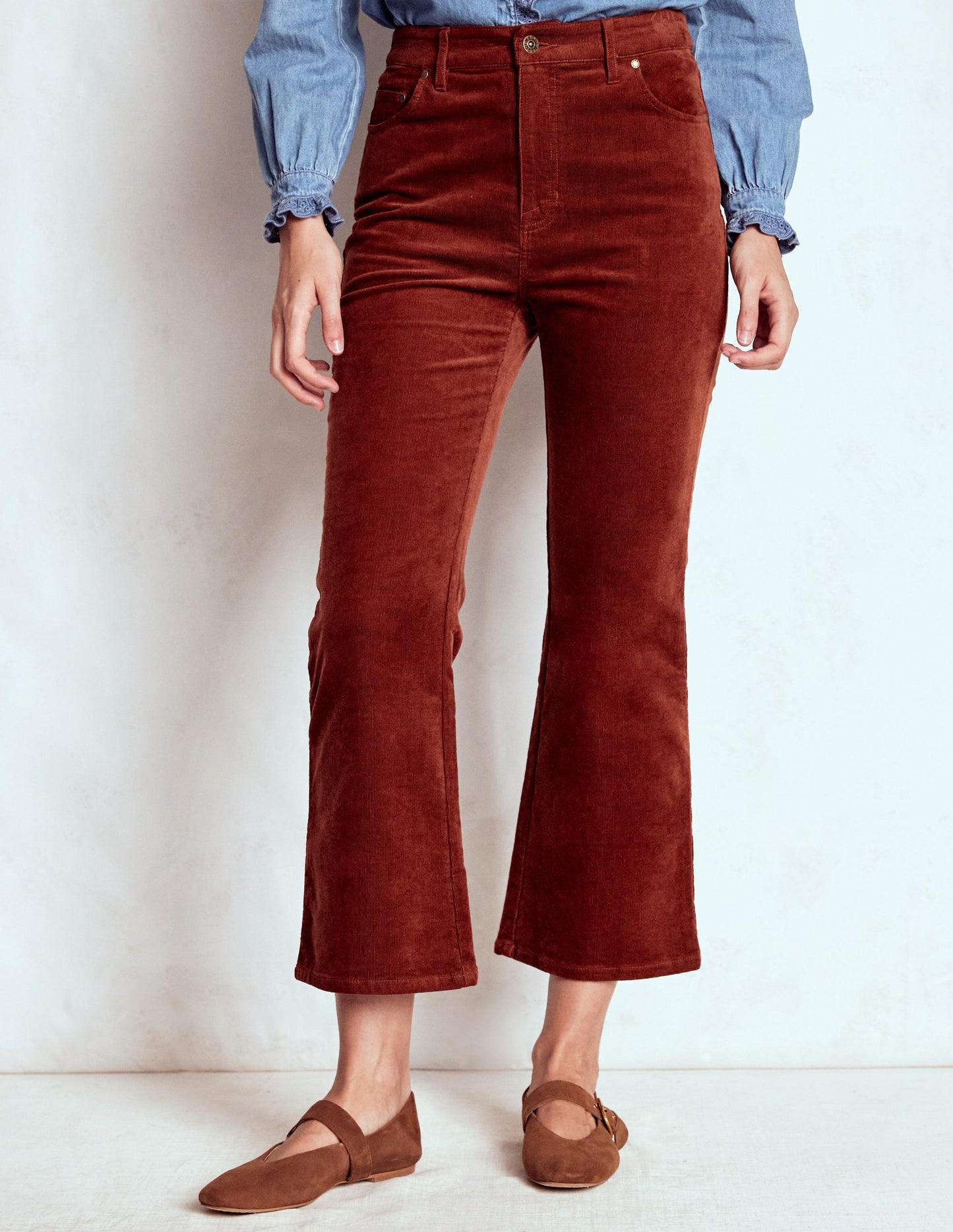 5-Pocket Cord Kick Jeans-Fired Brick