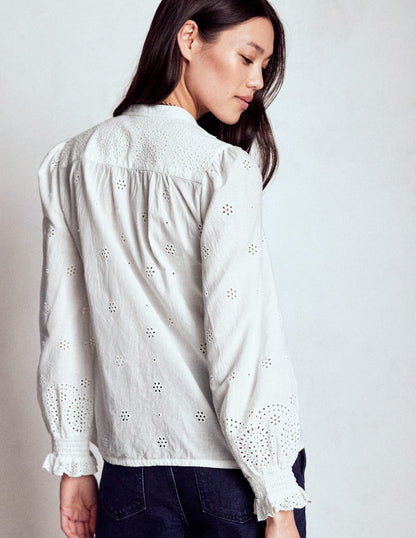 Alice Broderie Top-White