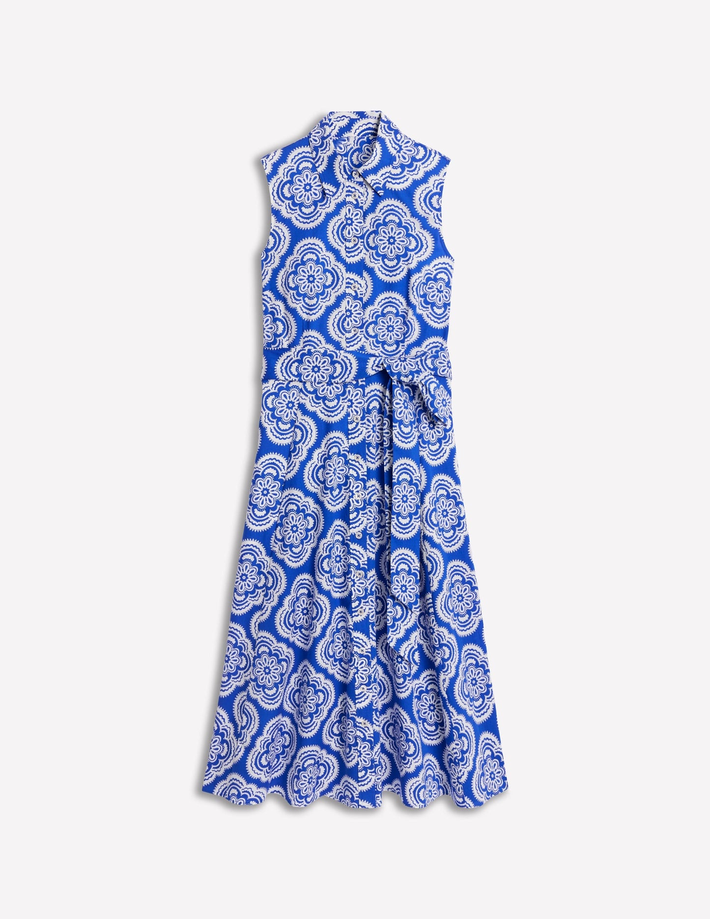 Amy Sleeveless Shirt Dress-Gallery Blue, Botanic Blush