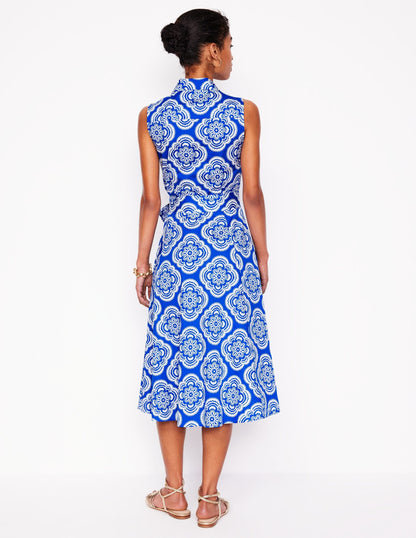 Amy Sleeveless Shirt Dress-Gallery Blue, Botanic Blush