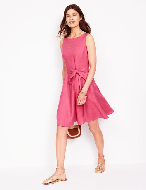 Anya Sleeveless Linen Dress-Rose Pink