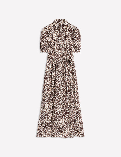 Alexa Maxi Shirt Dress-Sandpiper Beige, Cheetah Pop