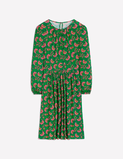 Alexandra Blouson Jersey Dress-Paradise Green, Vine
