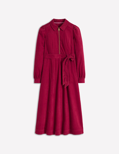 Adelaide Zip Cord Midi Dress-Burgundy Red