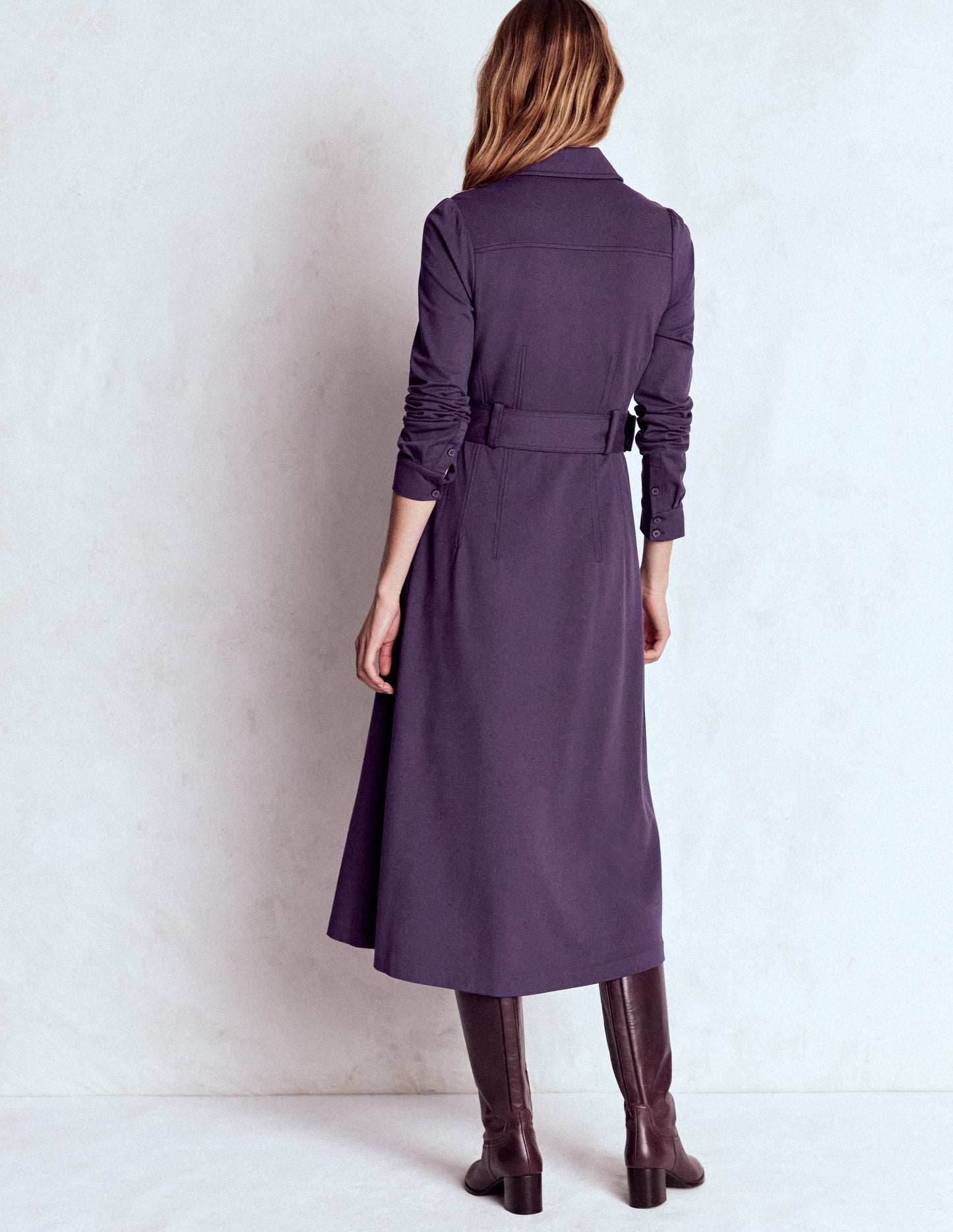 Anita Long Sleeve Shirt Dress-Blackberry