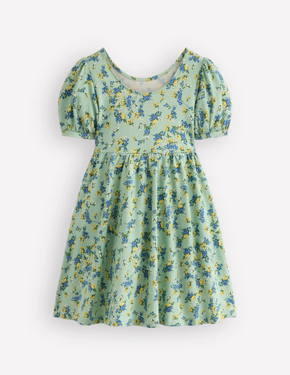 Ballerina Jersey Dress-Green Floral