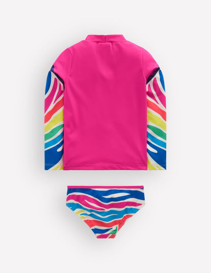 Appliqué Rash Vest Set-Raspberry Pink Zebra