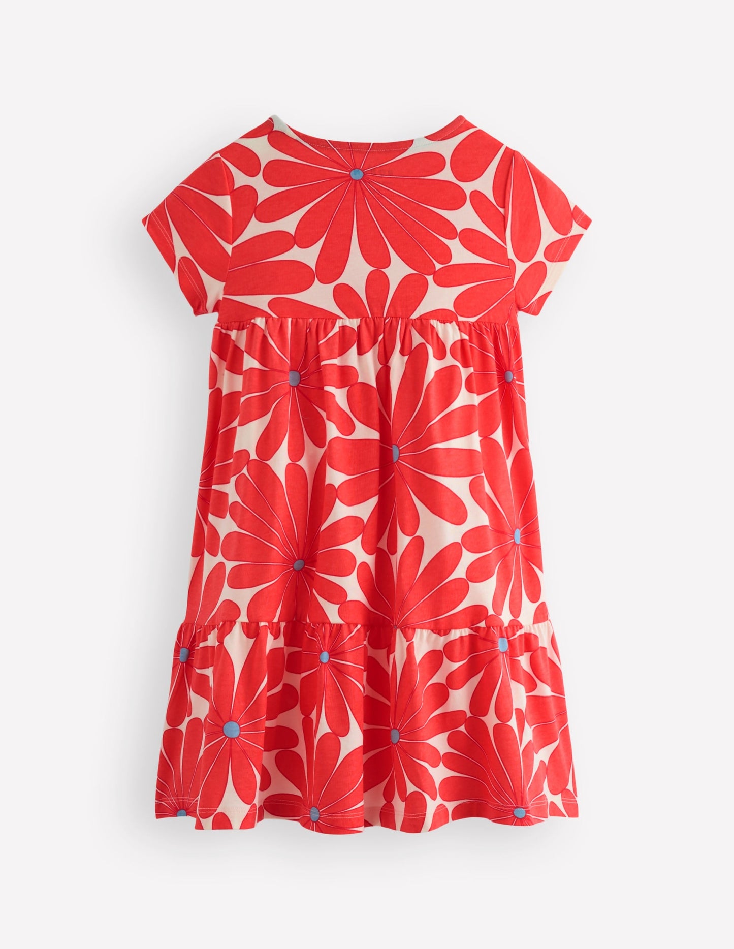 Ariel Twirly Jersey Dress-Coral Orange Giant Daisy