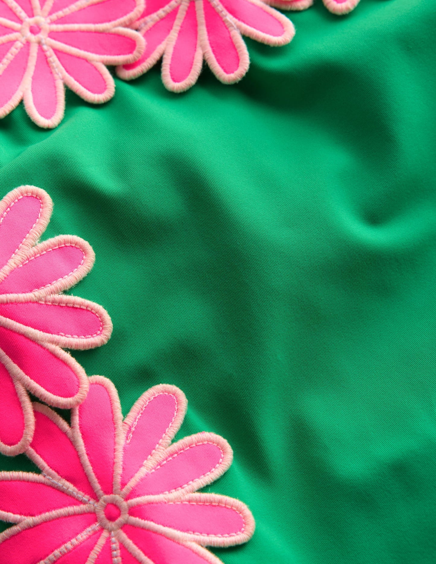 Appliqué Swimsuit-Pea Green/Sorbet Pink Daisy