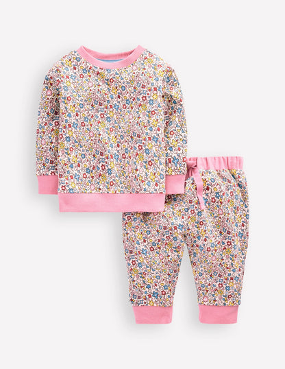 Appliqué Sweatshirt Set-Multi Vintage Floral Ditsy