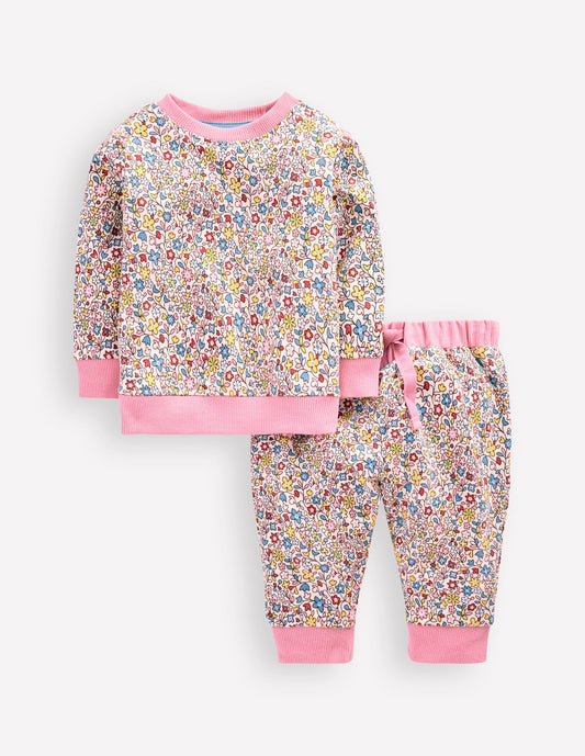 Appliqué Sweatshirt Set-Multi Vintage Floral Ditsy