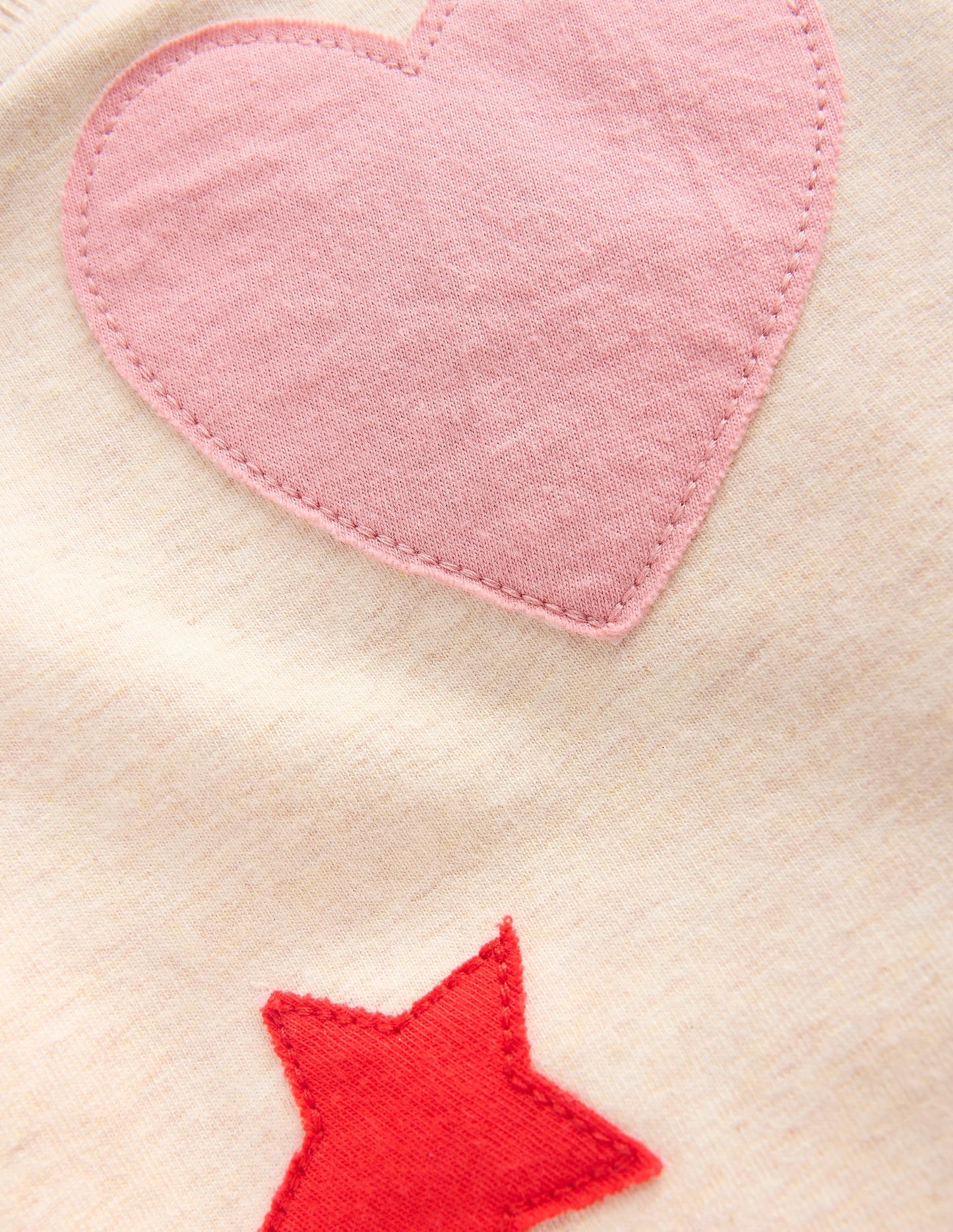 Appliqué Sweatshirt Set-Oatmeal Hearts & Star Applique
