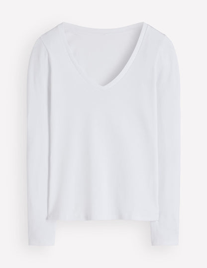 Annie Essential V Neck Top-White