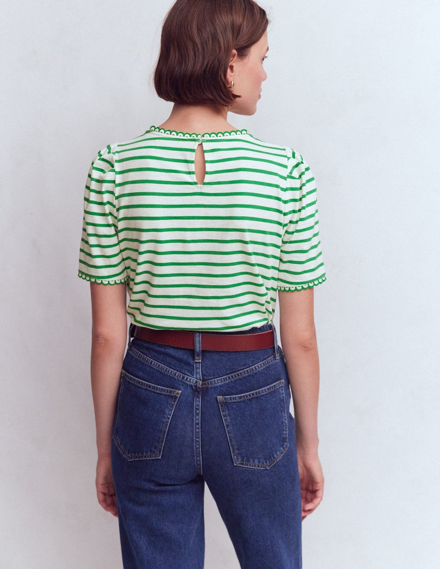 Ali Trim T-shirt-Ivory and Amazon Stripe