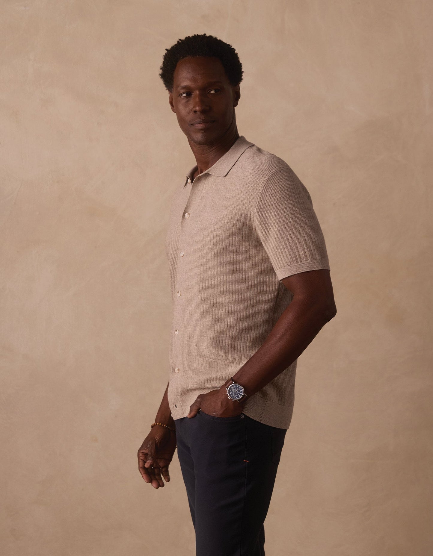 Breezeknit Button Up in Flax